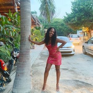 Urban outfitters pink and brown floral dress